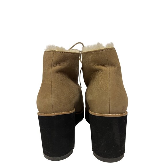 Eileen Fisher Alphine Women's Boot Bootie Shearling Wedge Sand Tan Size 9.5 - Picture 5 of 12